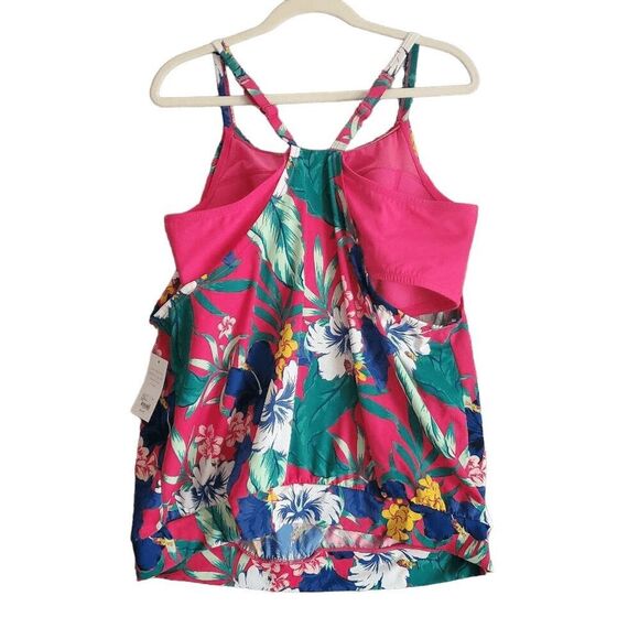 NWT SWIM by CACIQUE Tropical Floral Blouson No Wires lightly Padded Tankini 16 - Picture 2 of 9